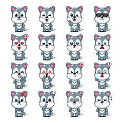 Cute Wolf Cartoon Mascot Character Illustration