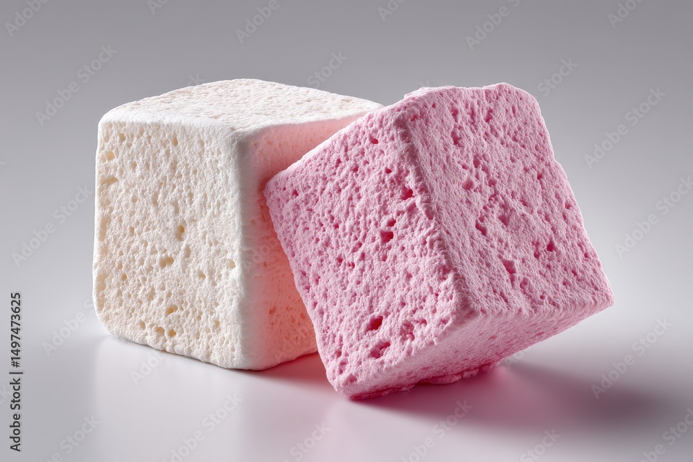 Poster Colorful marshmallows in a fun display on a light background showcasing their fluffy texture and cheerful appearance
