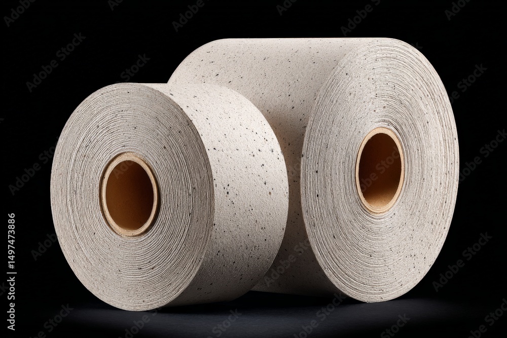 Aufkleber Roll of eco-friendly paper rolls showcasing texture and color in a studio setting