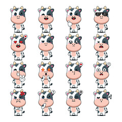 Obraz premium Cute Cow Cartoon Mascot Character Illustration