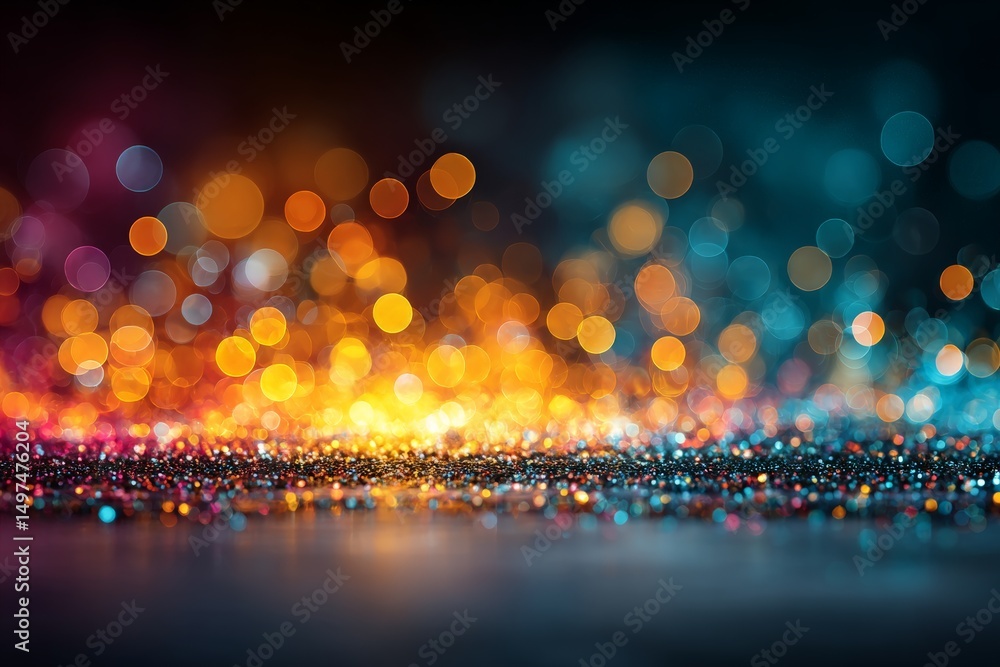 Poster colorful bokeh lights create a mesmerizing atmosphere during an indoor celebration in the evening