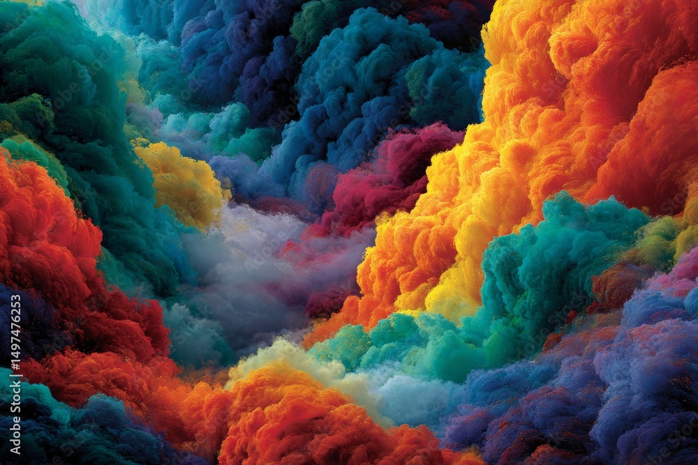 Poster colorful clouds fill the sky with vibrant hues creating a stunning abstract landscape in a surreal w