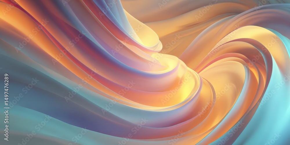 Poster abstract waves and spiral elements in elegant gradient colors