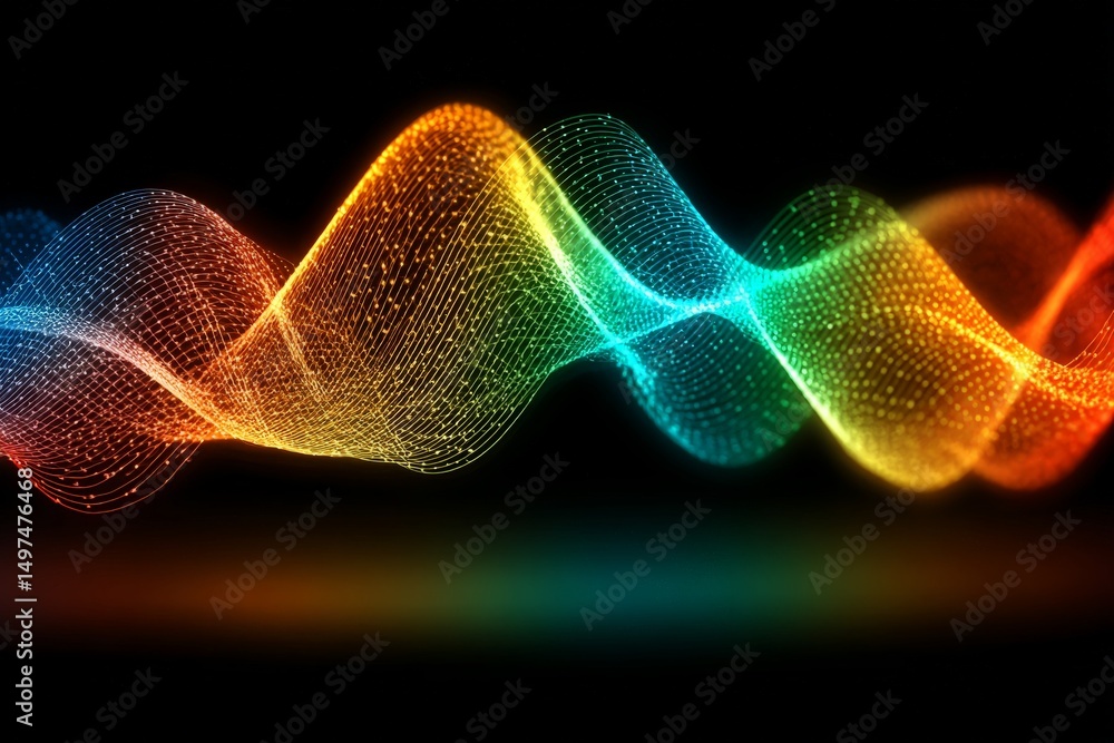 Aufkleber Colorful wave patterns in a digital representation of sound and music frequencies