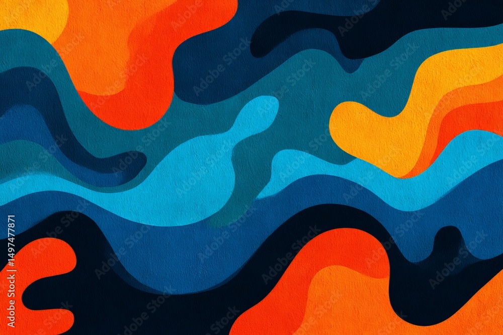 Aufkleber Colorful abstract design with flowing shapes in vibrant hues creating a dynamic visual experience