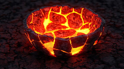 Glowing Lava Rock Bowl A Fiery Volcanic Art Piece