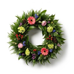 christmas wreath on white background