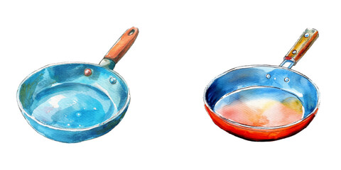 frying pan watercolor vector illustration