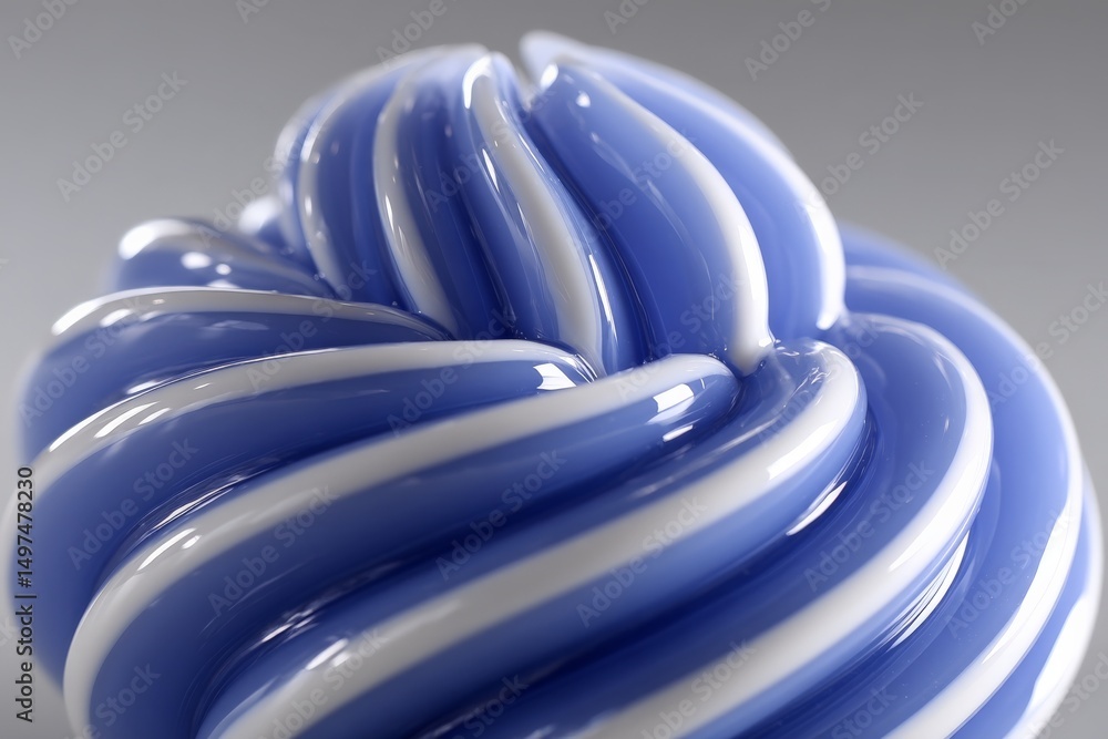 Poster Swirled blue and white frosting created with precision in a close-up view showcasing intricate details