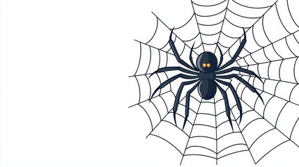 Black Spider on White Web Pixel Art