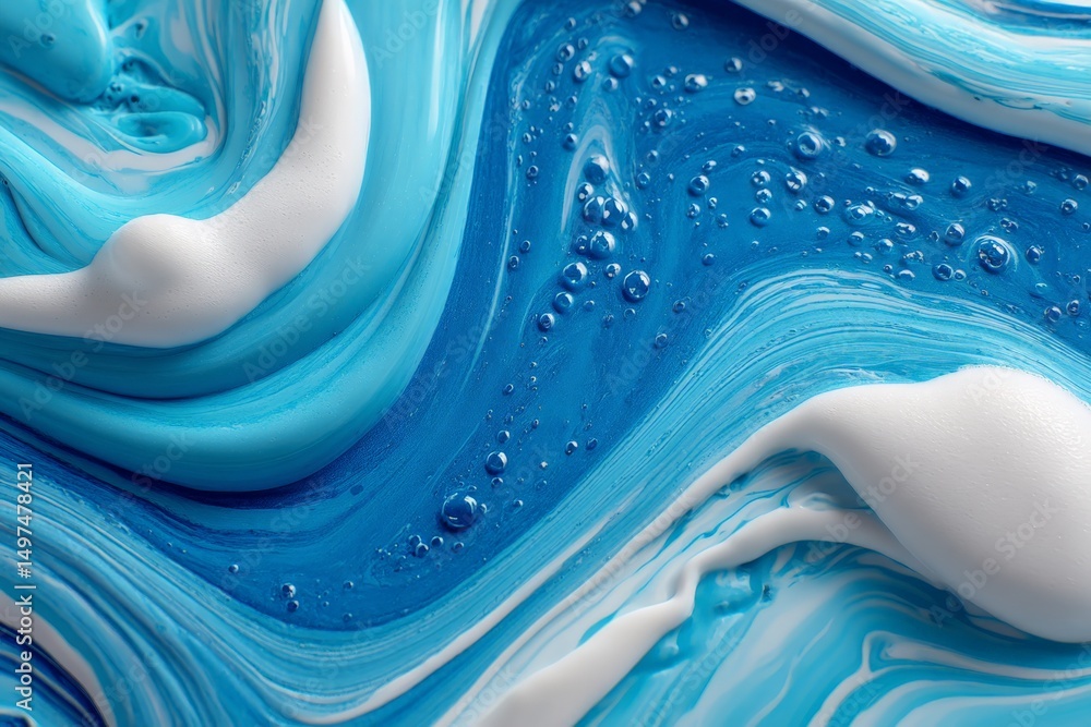 Poster Swirls of blue and white create a mesmerizing abstract pattern in vibrant colors