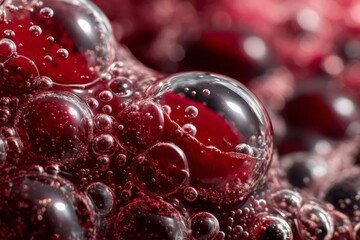 Bubbles form and rise in a rich red liquid during a vibrant celebration of flavor and texture