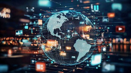 Obraz premium Abstract digital globe illustrating global connectivity.