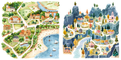 Naklejka premium map watercolor vector illustration