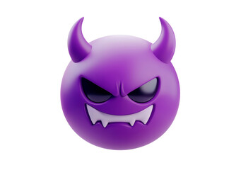 Purple devil emoji isolated on transparent background