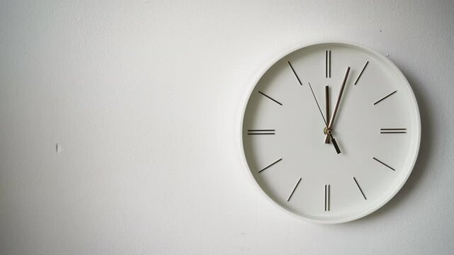 white wall clock show twelve o'clock