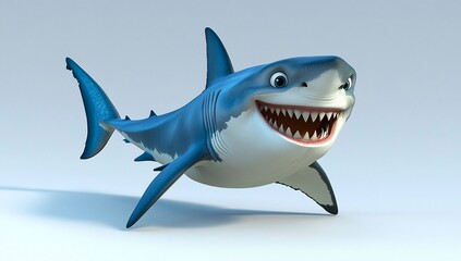 Obraz premium Cartoon shark, happy expression
