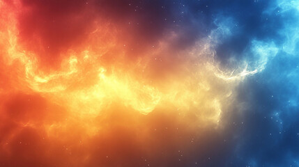 Naklejka premium Abstract fiery and icy nebulae clashing in space.