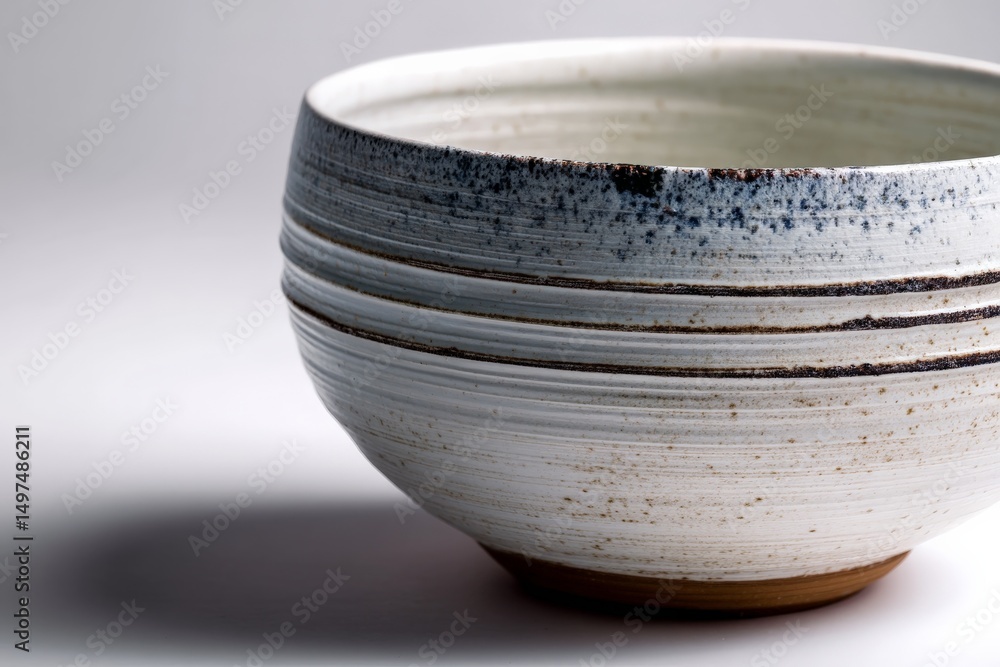 Poster ceramic bowl showcases intricate texture and craftsmanship with a minimalist design and neutral tone