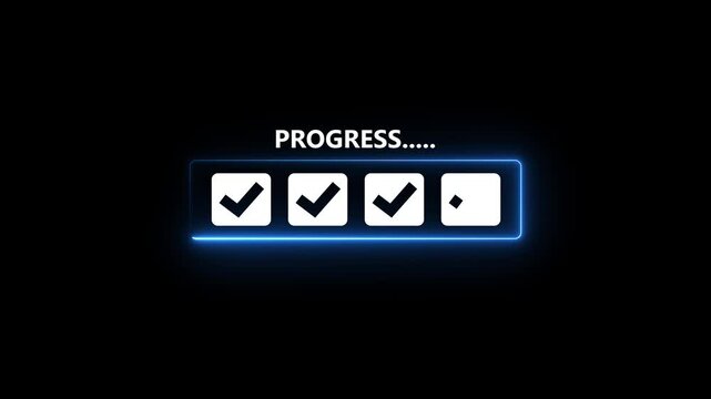 Checklist and task progress tracking concept. A hand placing the final checkmark on wooden blocks in a progress bar, task completion
