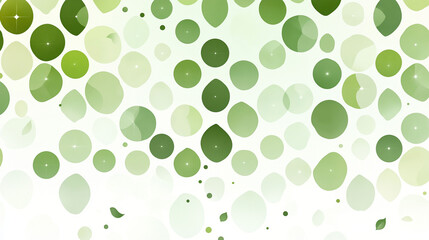 Abstract background with scattered, translucent, pastel green circles and leaves. Delicate, soft, and airy design elements.