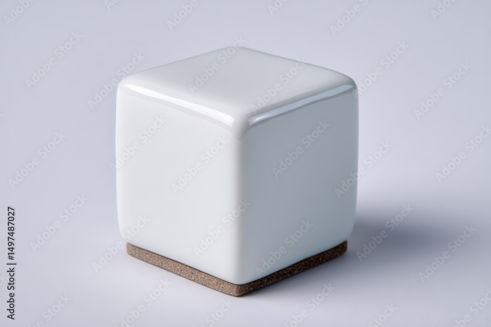 Aufkleber Elegant white ceramic cube on a smooth surface in a minimalistic setting showcasing modern design aesthetics