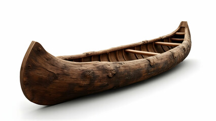 Primitive Vessel: Single-Log Dugout Canoe with Ancient Carving Techniques and Raw Texture