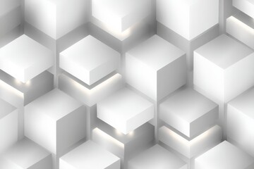Modern abstract design featuring cubical structures in a minimalistic arrangement with subtle lighting effects
