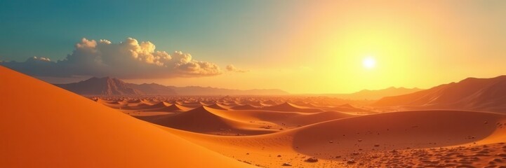 Sunlit desert landscape, vastness of the journey,  perspective,  vastness, Desert