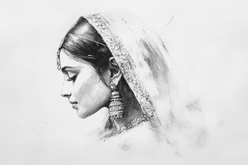 indian bride sketch