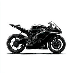 Obraz premium motorcycle silhouette , black and white illustration isolated on white background