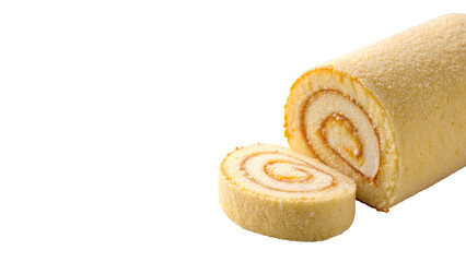 Sponge cake roll isolated on transparent background