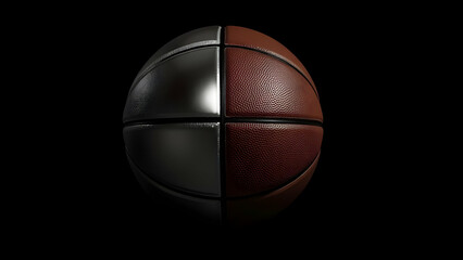 Fototapeta premium Dual Nature: Half-Mirrored Basketball Creating Striking Textural Juxtaposition