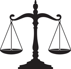 Balance Scales Silhouette Vector | Bold Black Vector Art Illustration