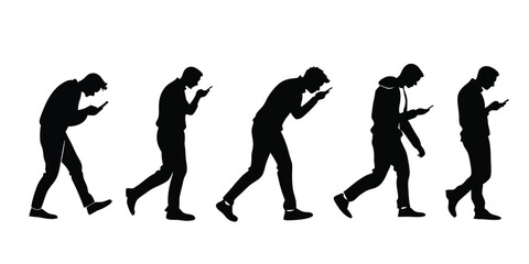  man using mobile phone silhouette
