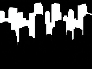 Naklejka premium skyscrapper shadow silhouette, black and white, simple illustration, isolated