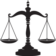 Balance Scales Silhouette Vector | Bold Black Vector Art Illustration