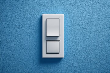 Light switches mounted on a textured blue wall create a modern and minimalistic look in a contemporary room setting