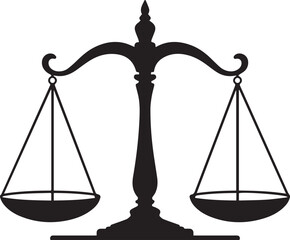 Balance Scales Silhouette Vector | Bold Black Vector Art Illustration