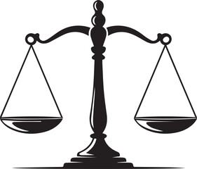 Balance Scales Silhouette Vector | Bold Black Vector Art Illustration