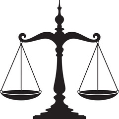 Balance Scales Silhouette Vector | Bold Black Vector Art Illustration