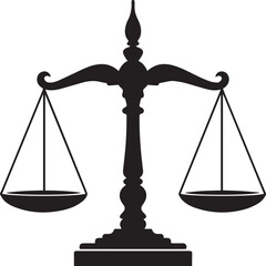 Balance Scales Silhouette Vector | Bold Black Vector Art Illustration
