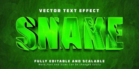 Editable text effect snake, 3d wild and skin font style