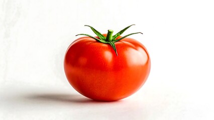 Fresh Red Tomato on White Background Perfect for Food Blog or Cookbook