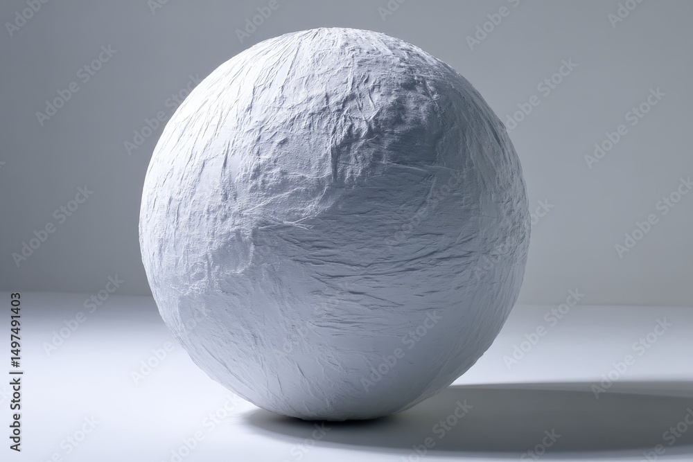 Aufkleber White textured sphere on a plain surface highlighting its unique design and contours in a minimalist environment