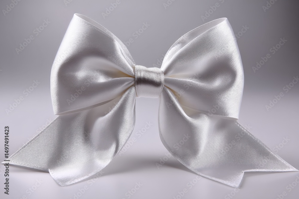 Aufkleber elegant white satin bow displayed against a neutral background in a well-lit studio setting