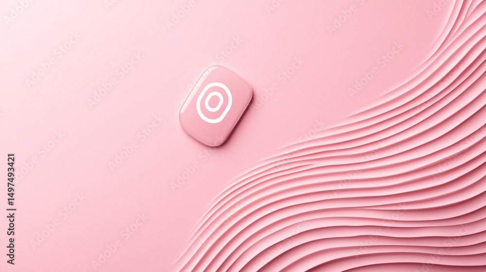 Poster pink soft curved background for mobile login with button icon