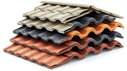 Roofing material manufacturing isolated on white background
