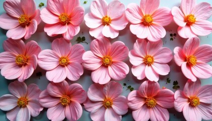 Delicate blossoms arranged in a repeating square grid, illustration, black