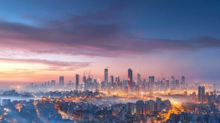 Obraz premium Maharashtra’s capital, Mumbai, transforms into a twinkling wonderland after dark.